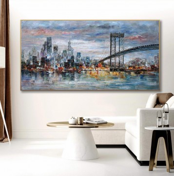 New York Manhattan Brooklyn Bridge NYC Skyline cityscape urban Oil Paintings